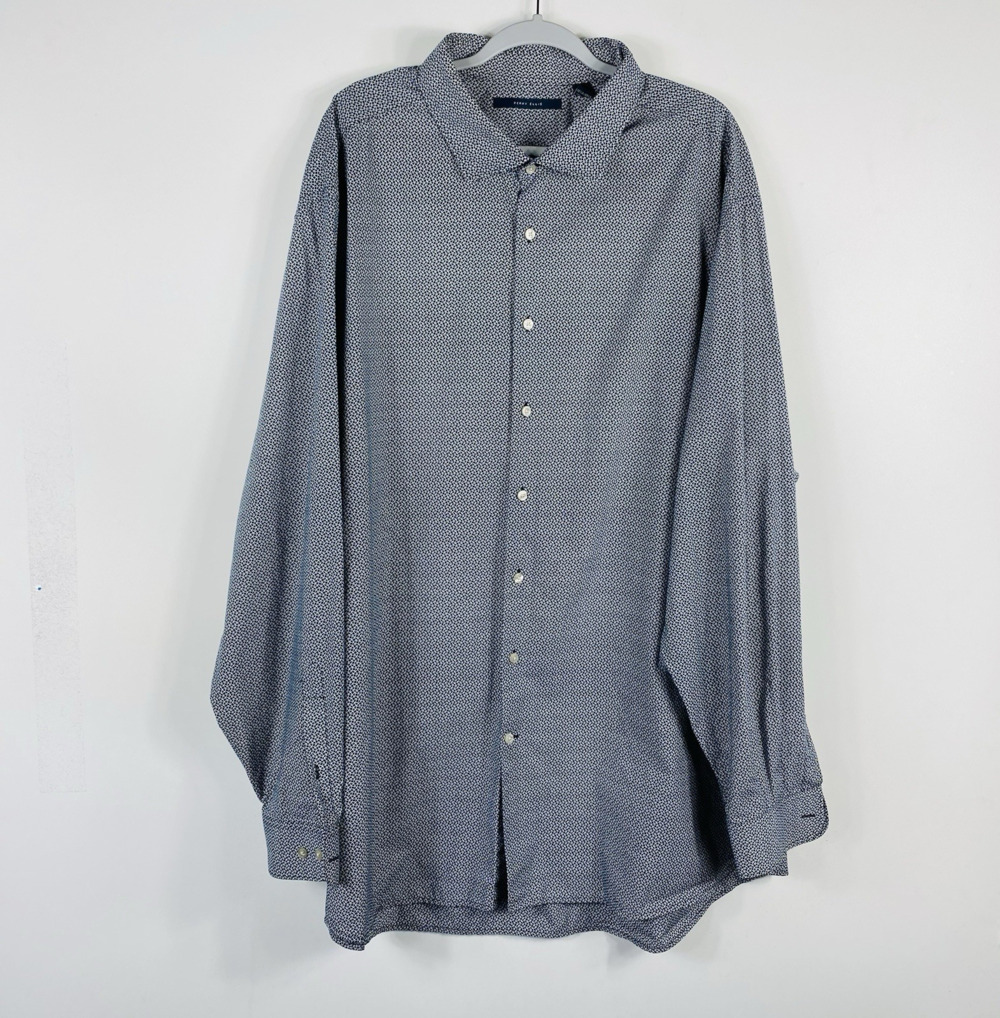 Perry Ellis Button Shirt 4XLT 4XL Tall Printed Long Sleeve 100% Cotton